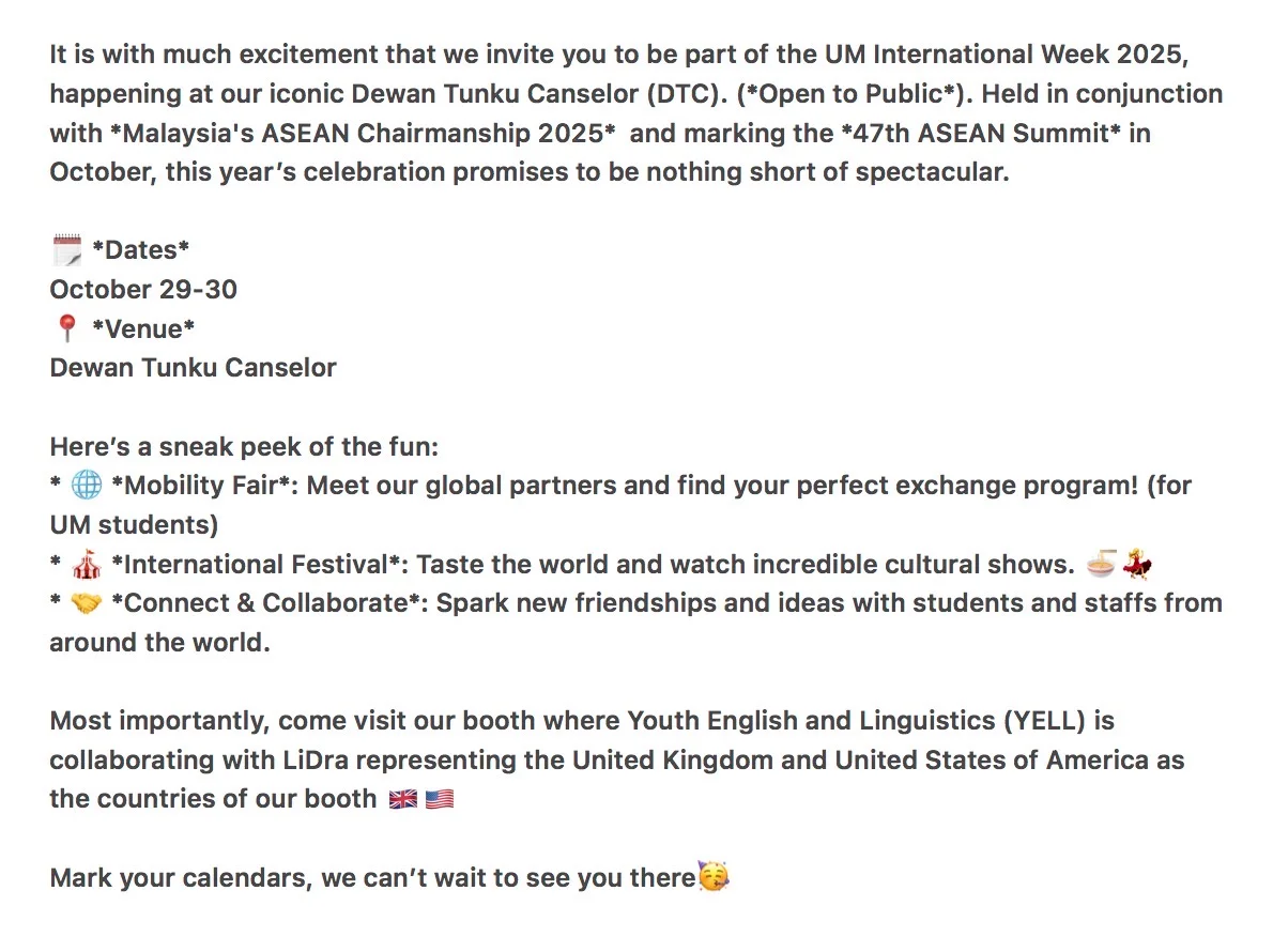 UM | 当东盟峰会遇上国际周，无比期待明天！