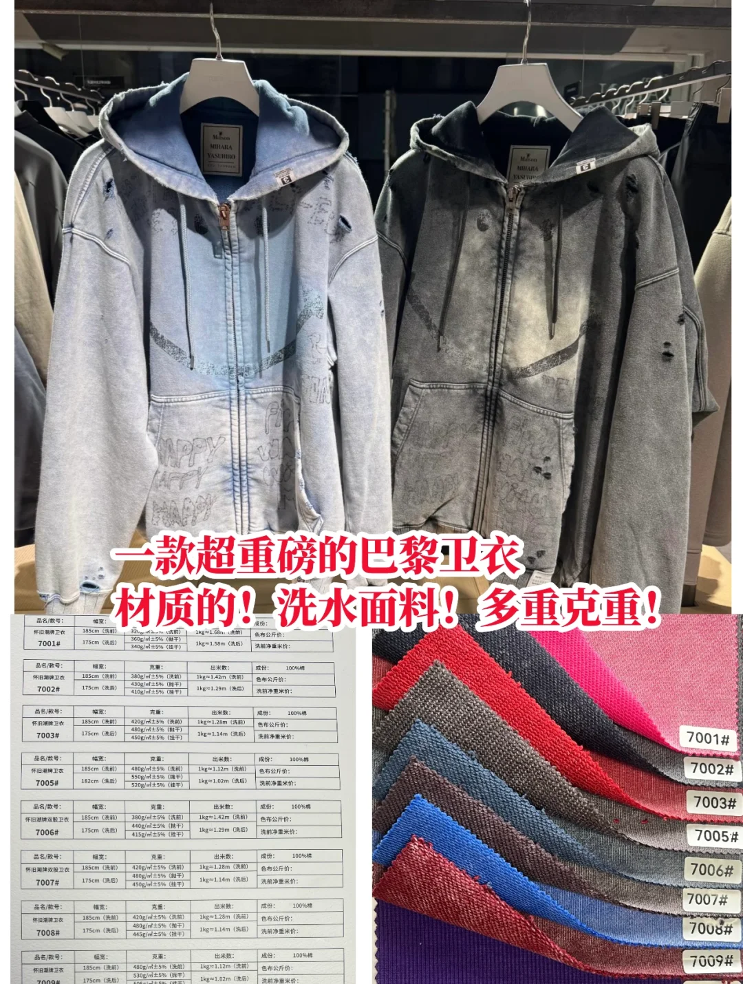 一款超重磅的巴黎卫衣材质的洗褪面料！