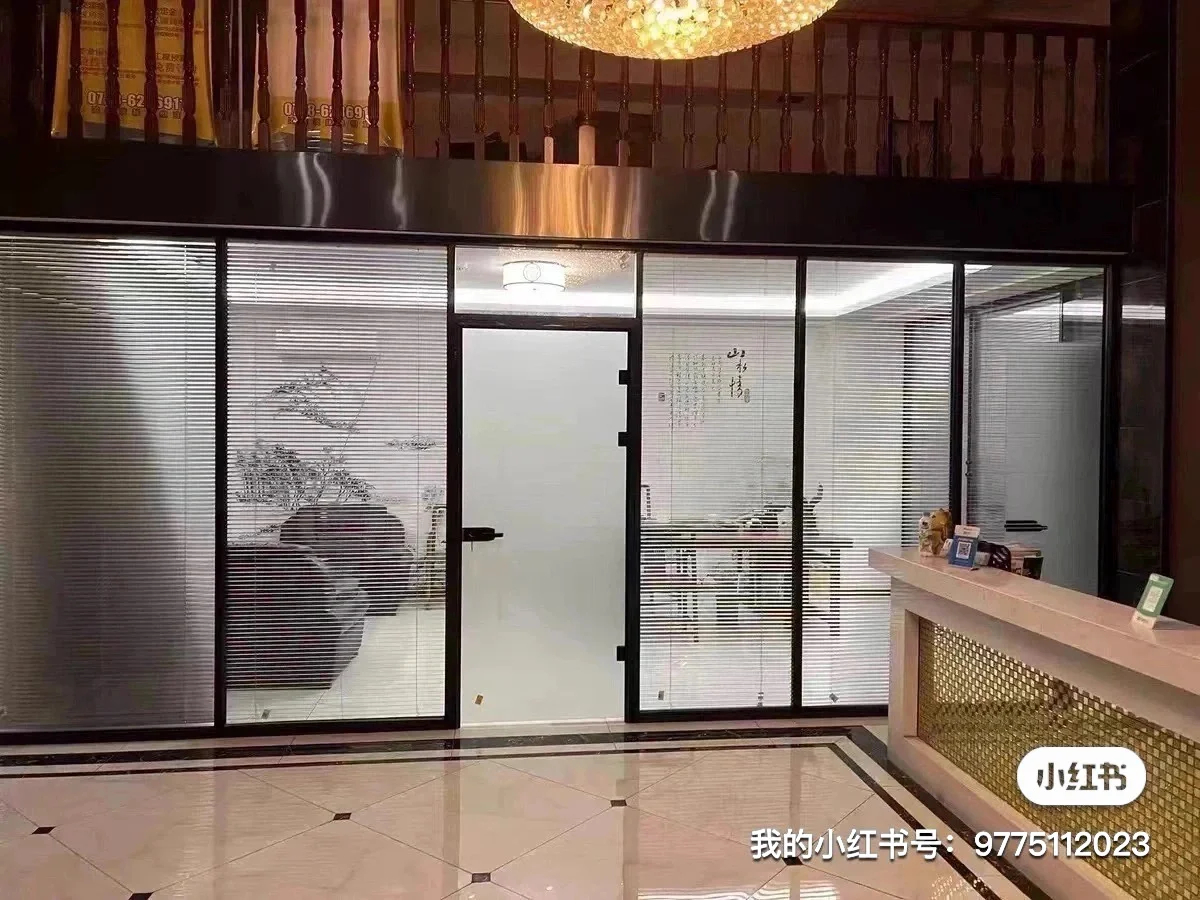 办公室玻璃隔断铝合金双玻百叶单玻磨砂玻璃