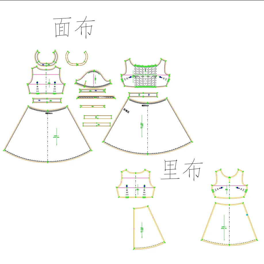 雪纺显瘦显高气质收腰连衣裙制版剪切图