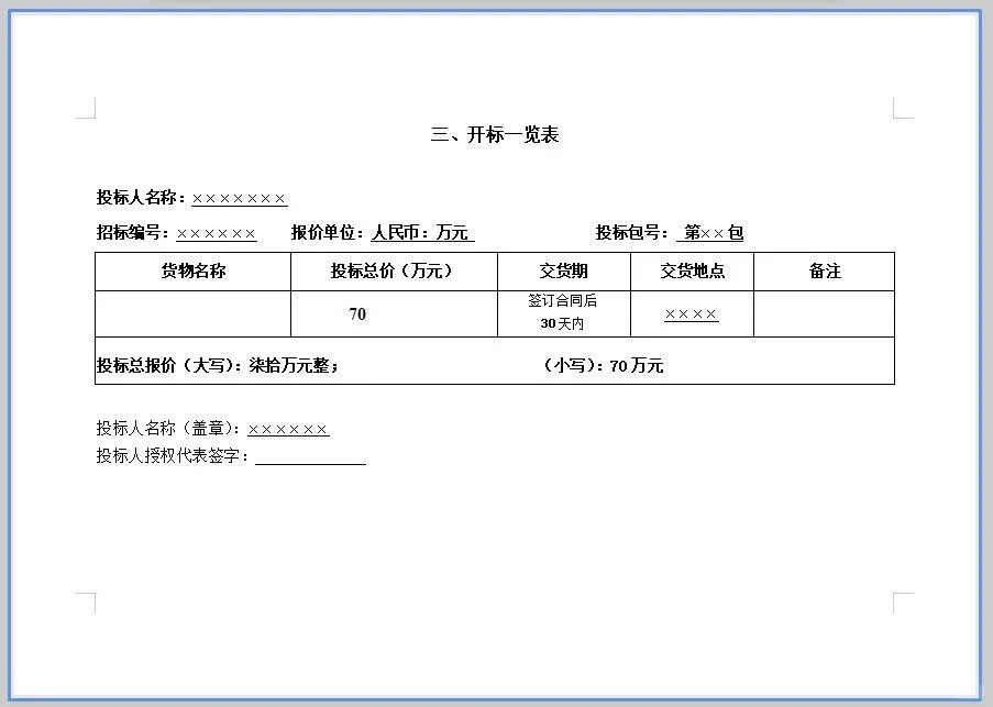 产品货物设备采购投标文件模板！