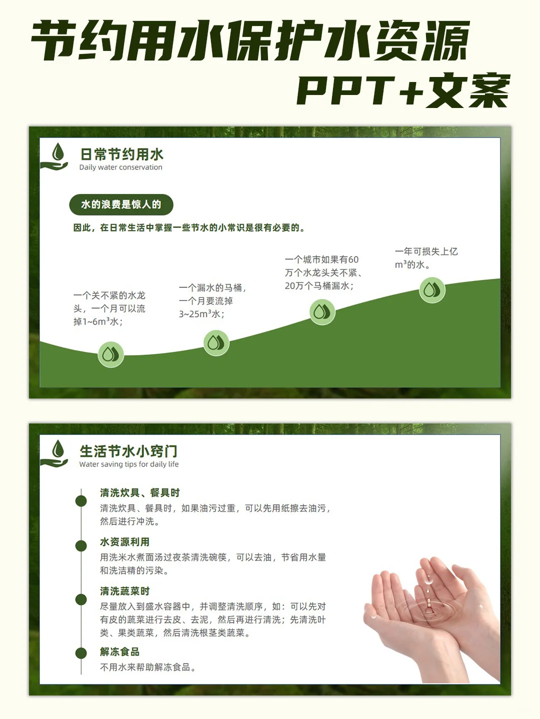 绿色简约节约用水守护水资源防治水污染PPT