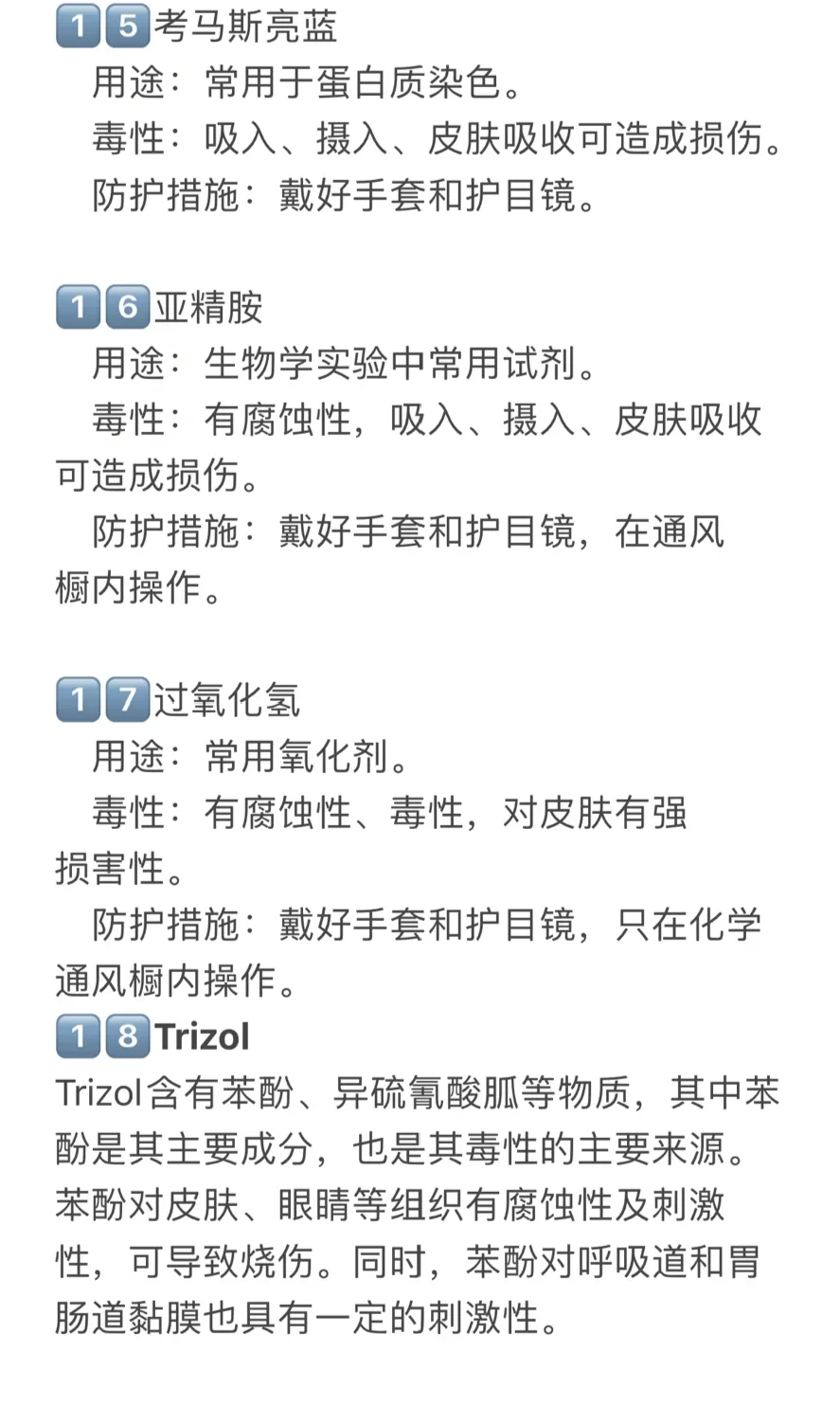 实验室常见到的有毒试剂，注意做好保护！