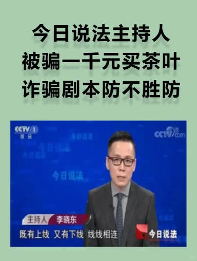 《今日说法》主持人竟被骗!千元买茶叶