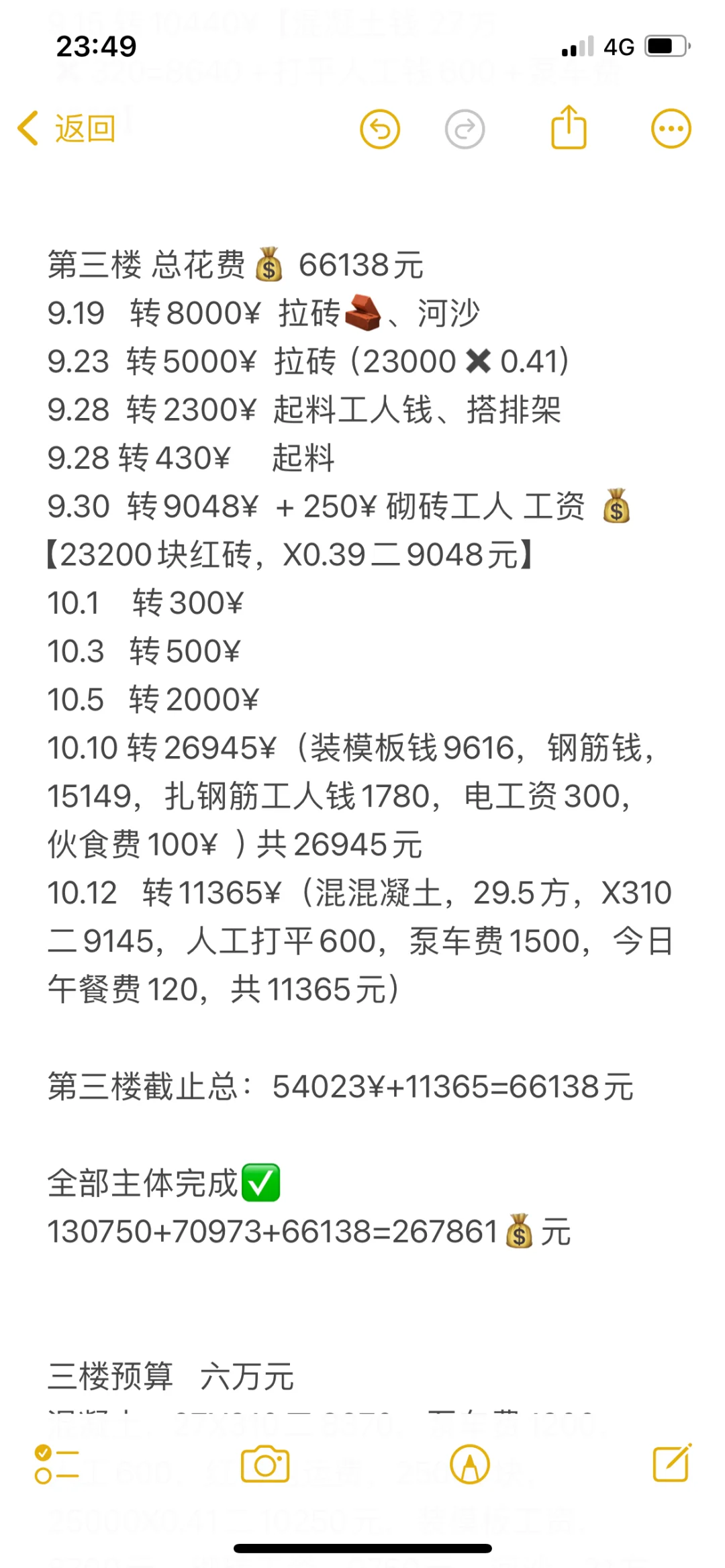 粤西农村自建房第三层总花费6.6w