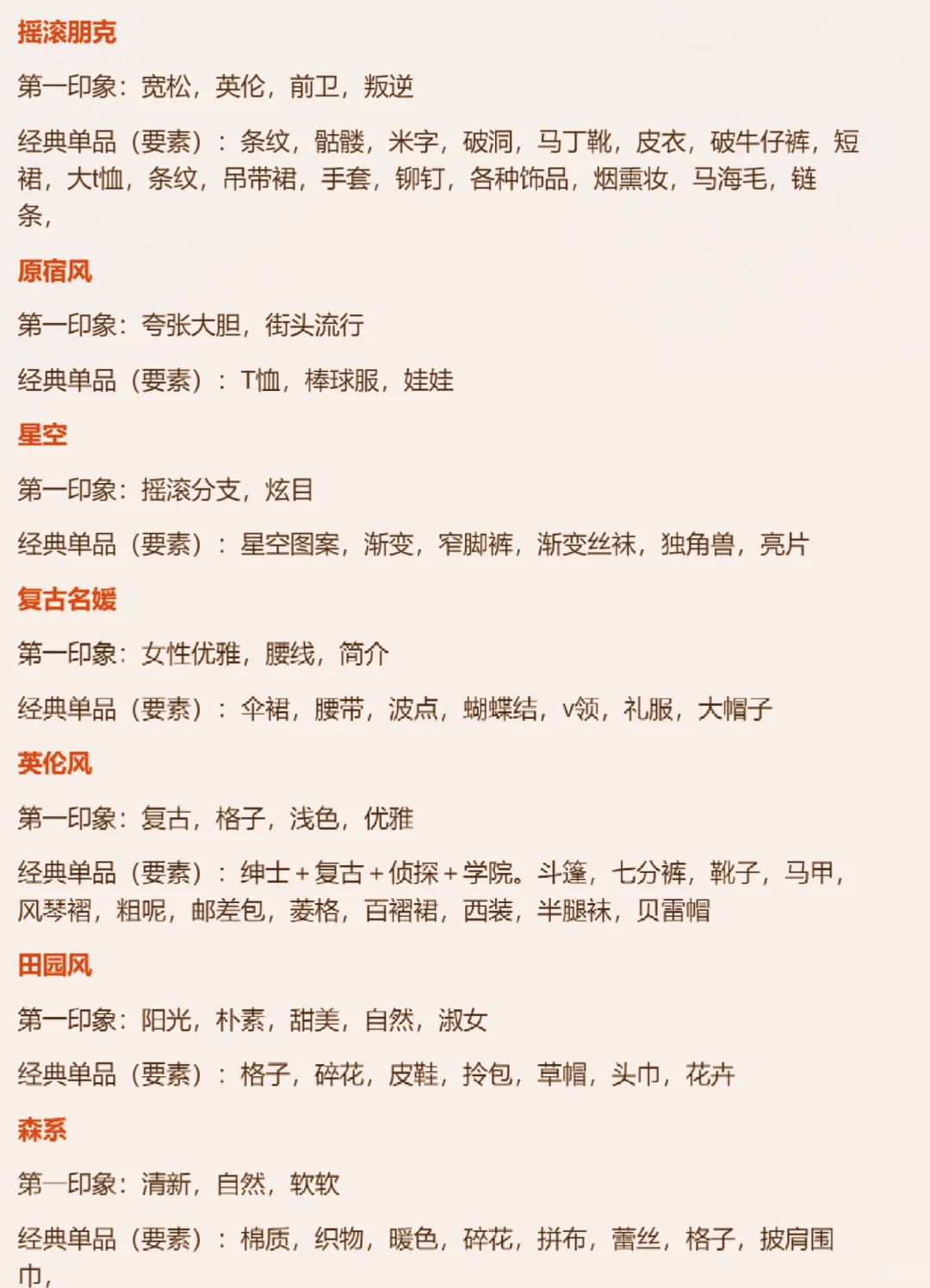 oc人5分钟掌握28种服装风格！【笔记01】