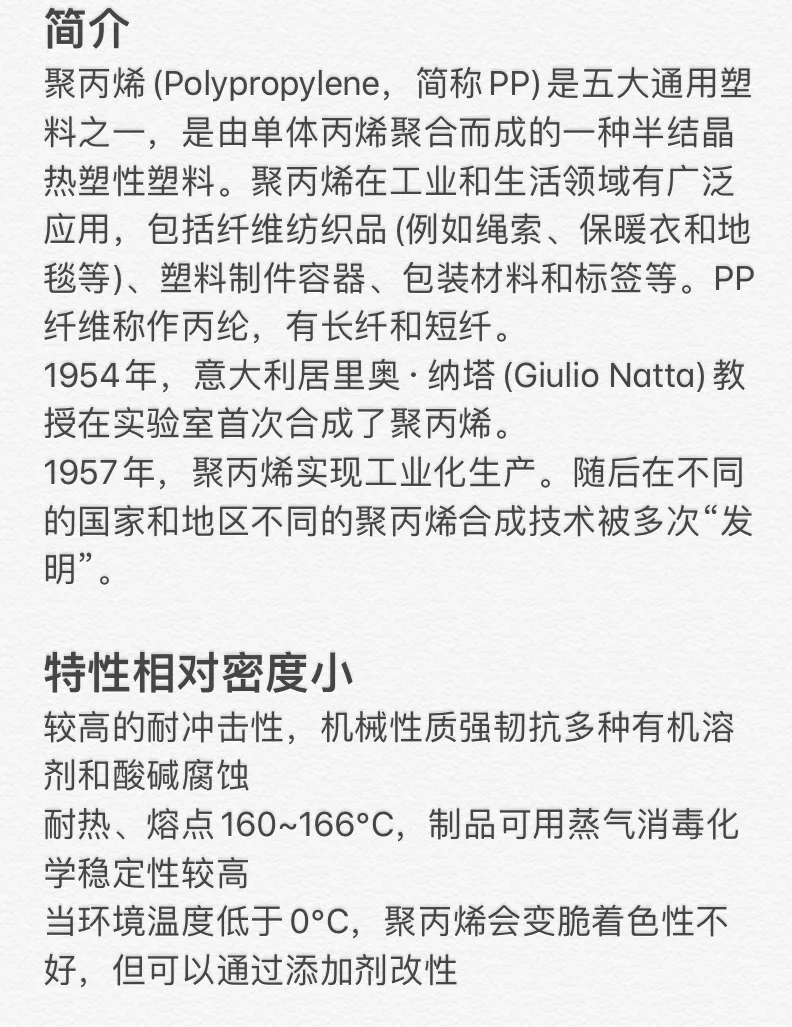 每天认识一种材料-聚丙烯PP