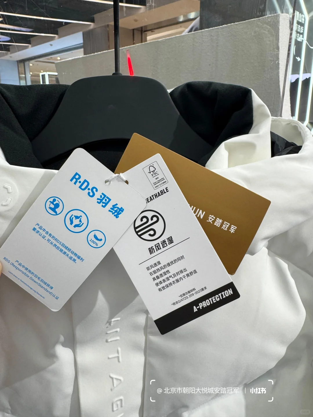 安踏冠军小白鹅绒服，冬天穿太顶了