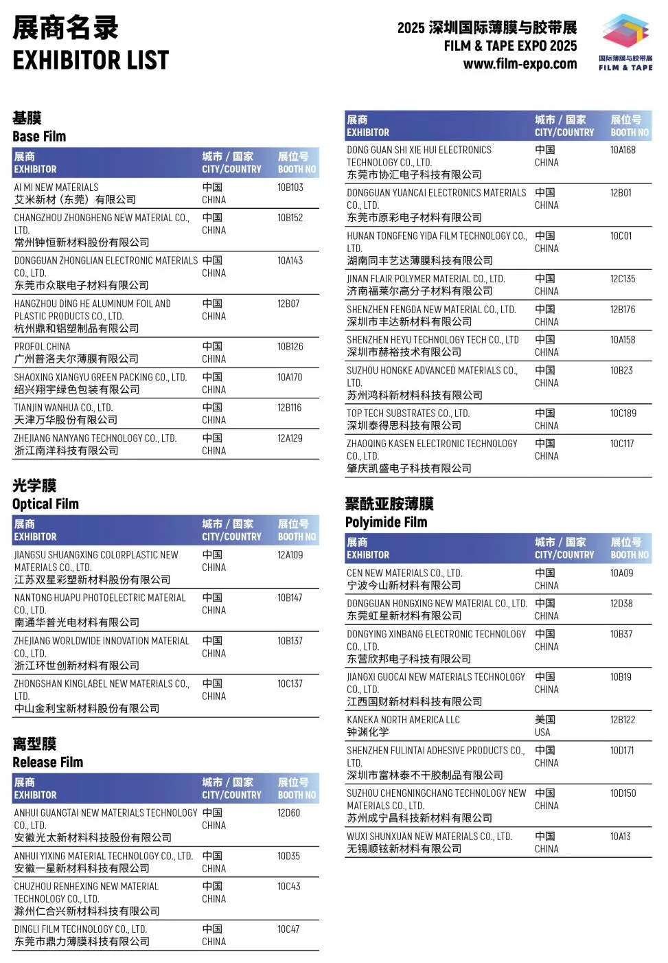 2025深圳薄膜与胶带展,展商名单+门票