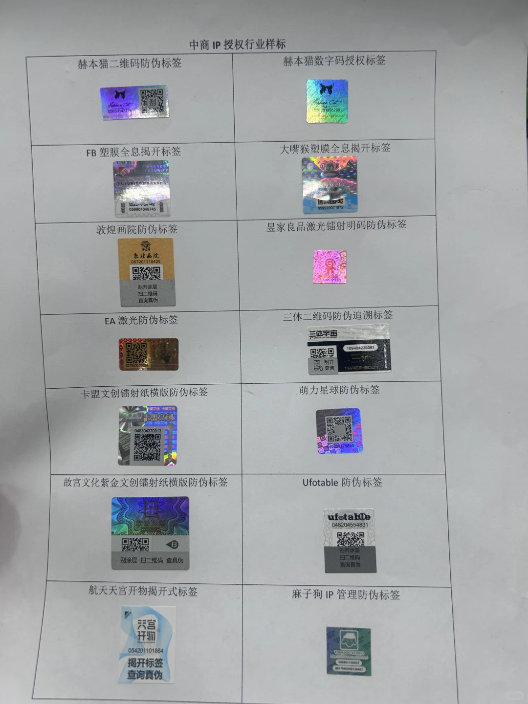 文创行业防伪标