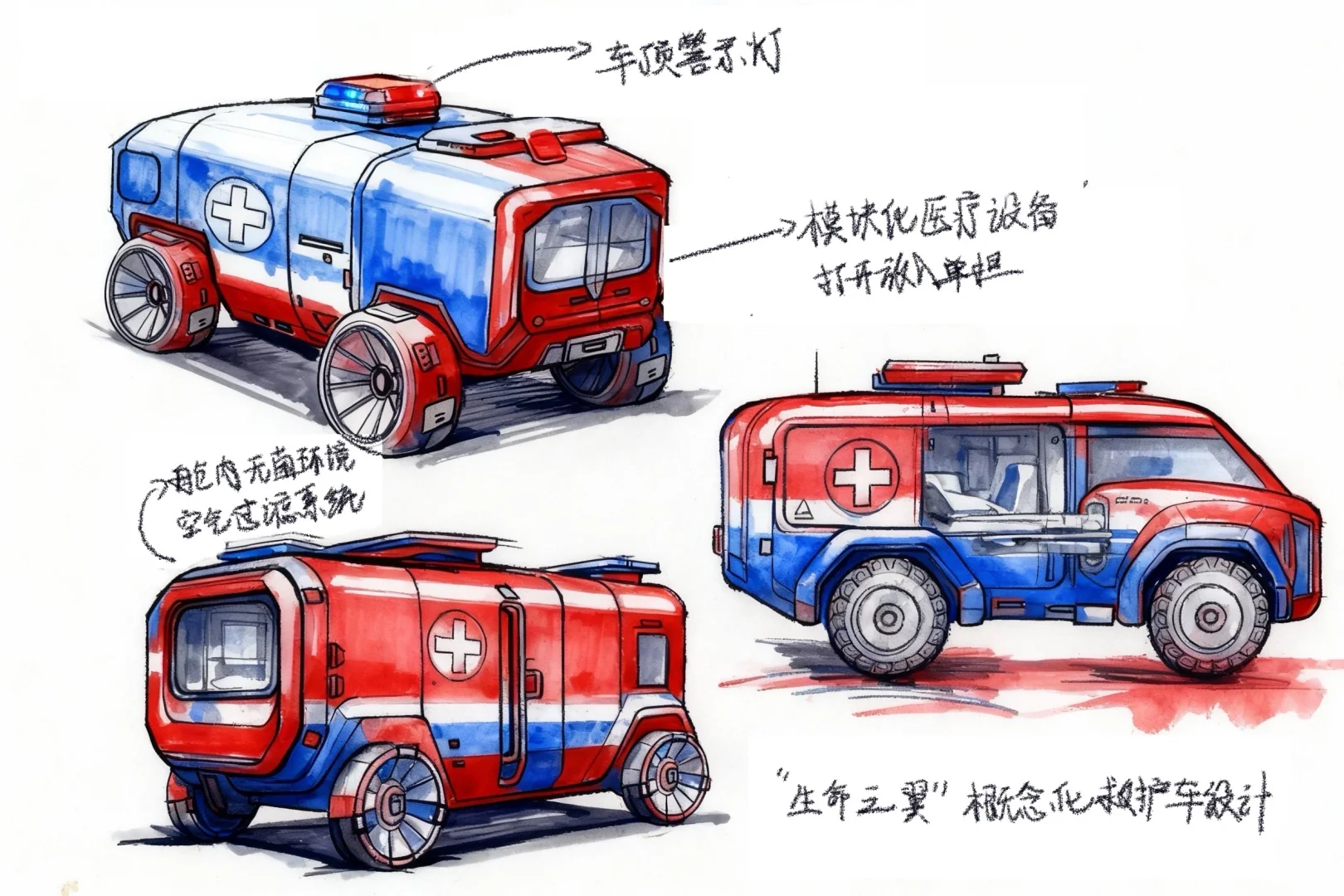 医疗设备设计｜救护车草图设计?
