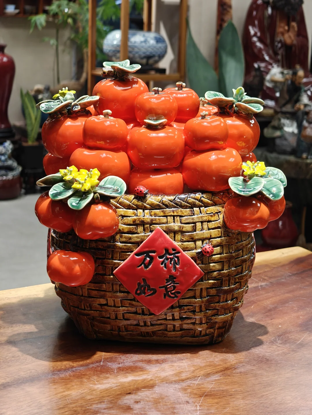 《万柿如意》石湾名师柿子题材作品!全陶瓷