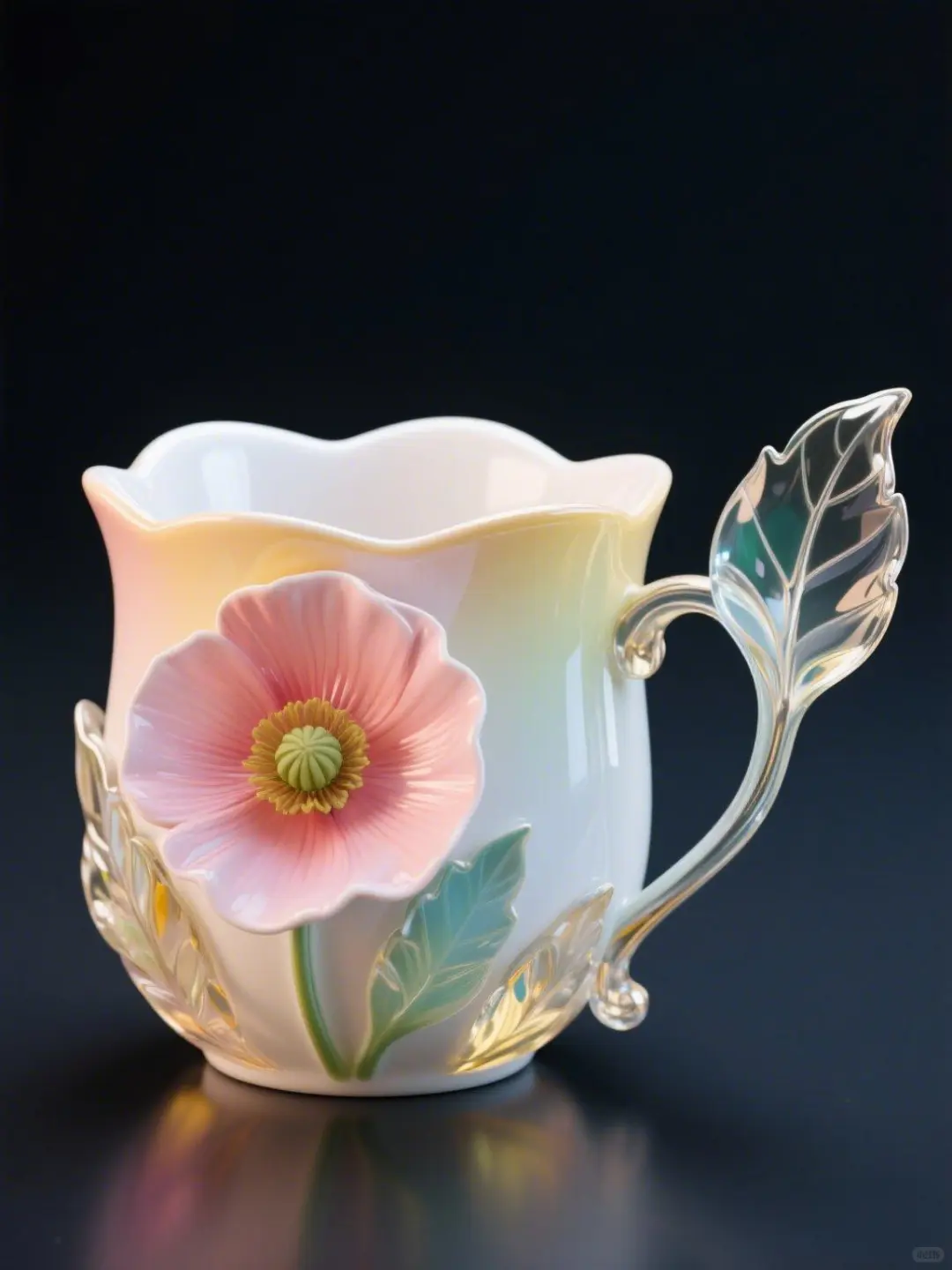 4月虞美人?：手绘臻彩艺术陶瓷玻璃杯