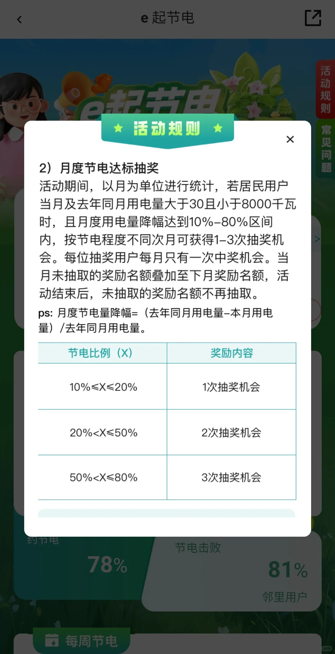 关于网上国网e起节电活动的说明