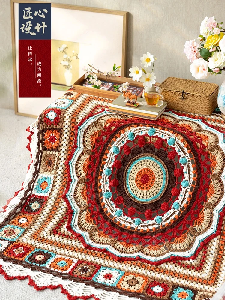 ?钩针风韵~宝莲帷幔拼花毯图解分享~