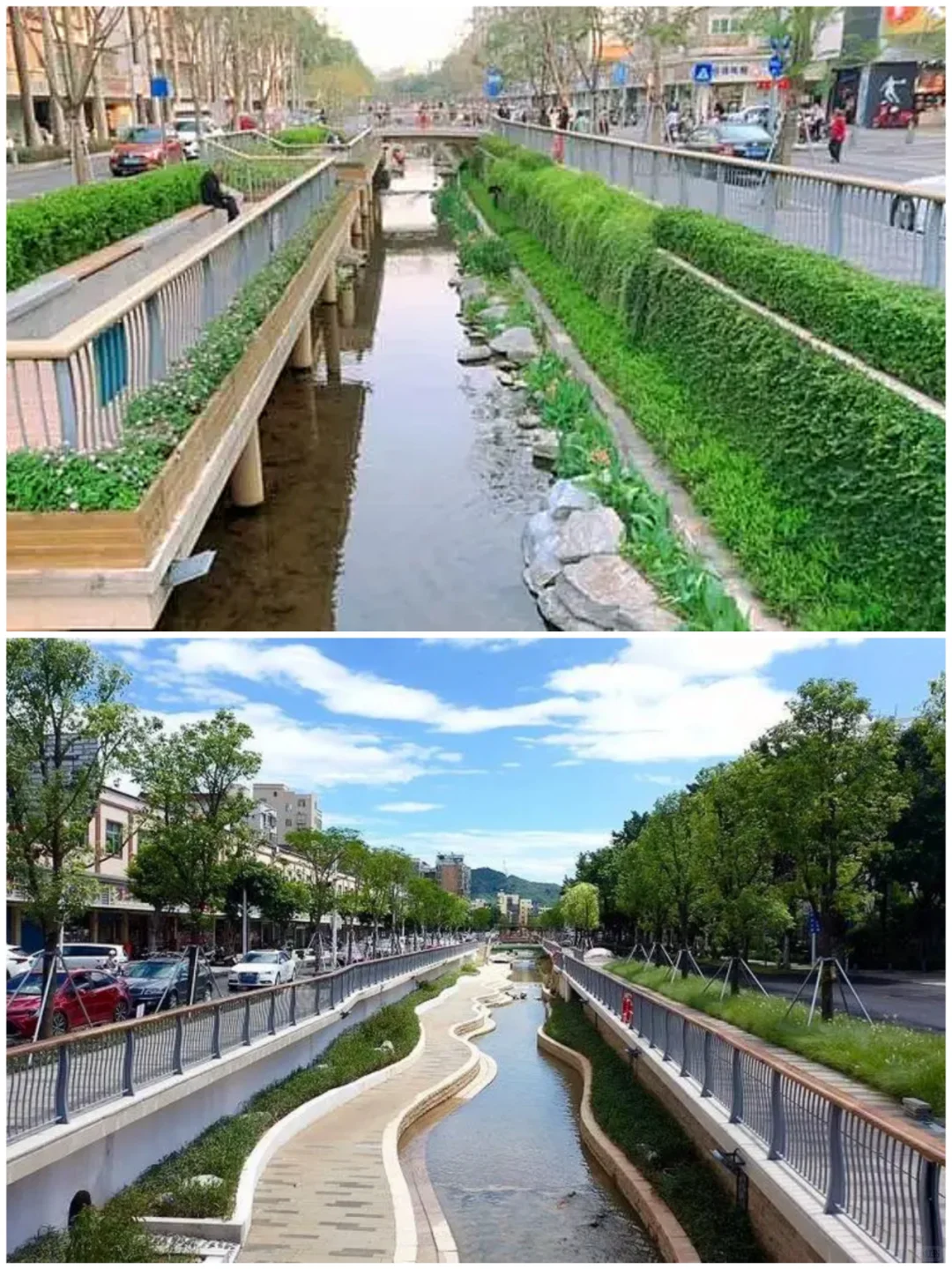 整容式改造，道路暗渠恢复景观河道！