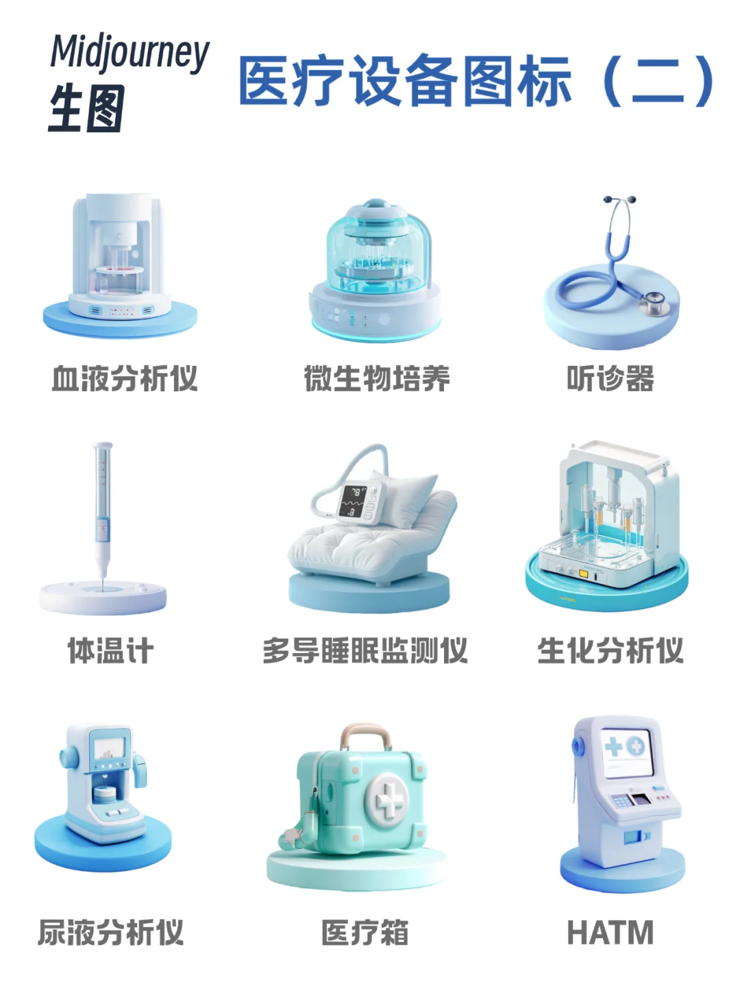 Midjourney B端医疗设备图标（二）素材自取