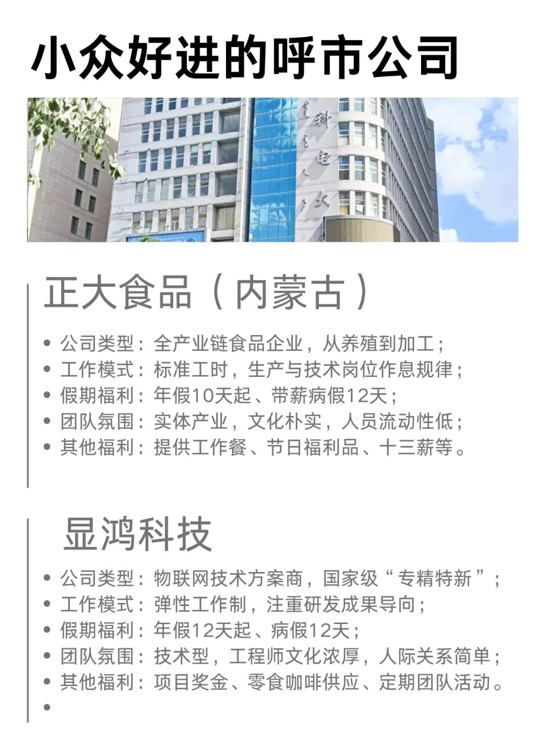 呼和浩特✨!小众好进的公司,性价比绝了