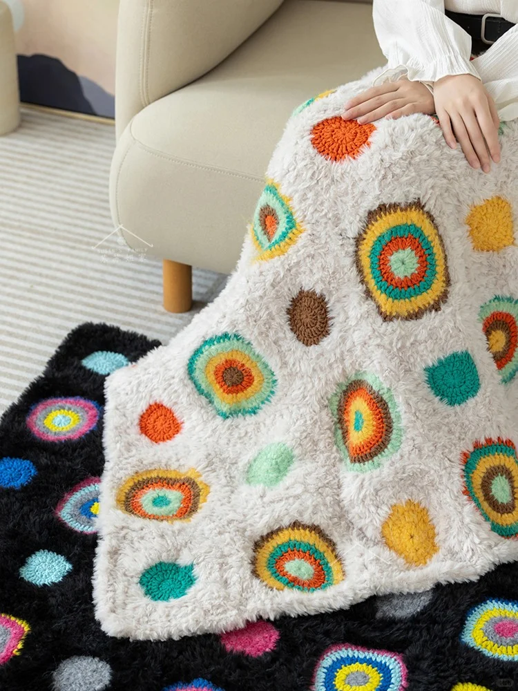 给秋天来点色彩～?孟菲斯圆点毯|附图解