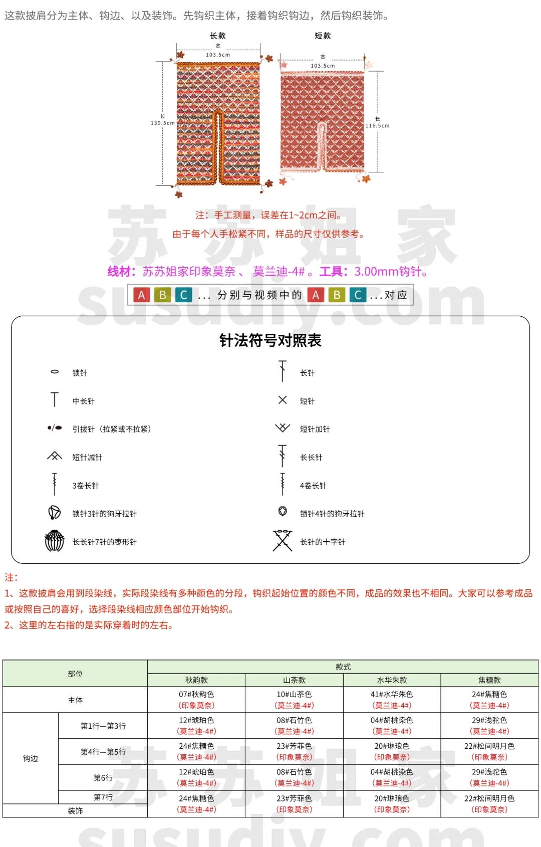 亲手钩织秋日氛围感?秋枫披肩图解分享