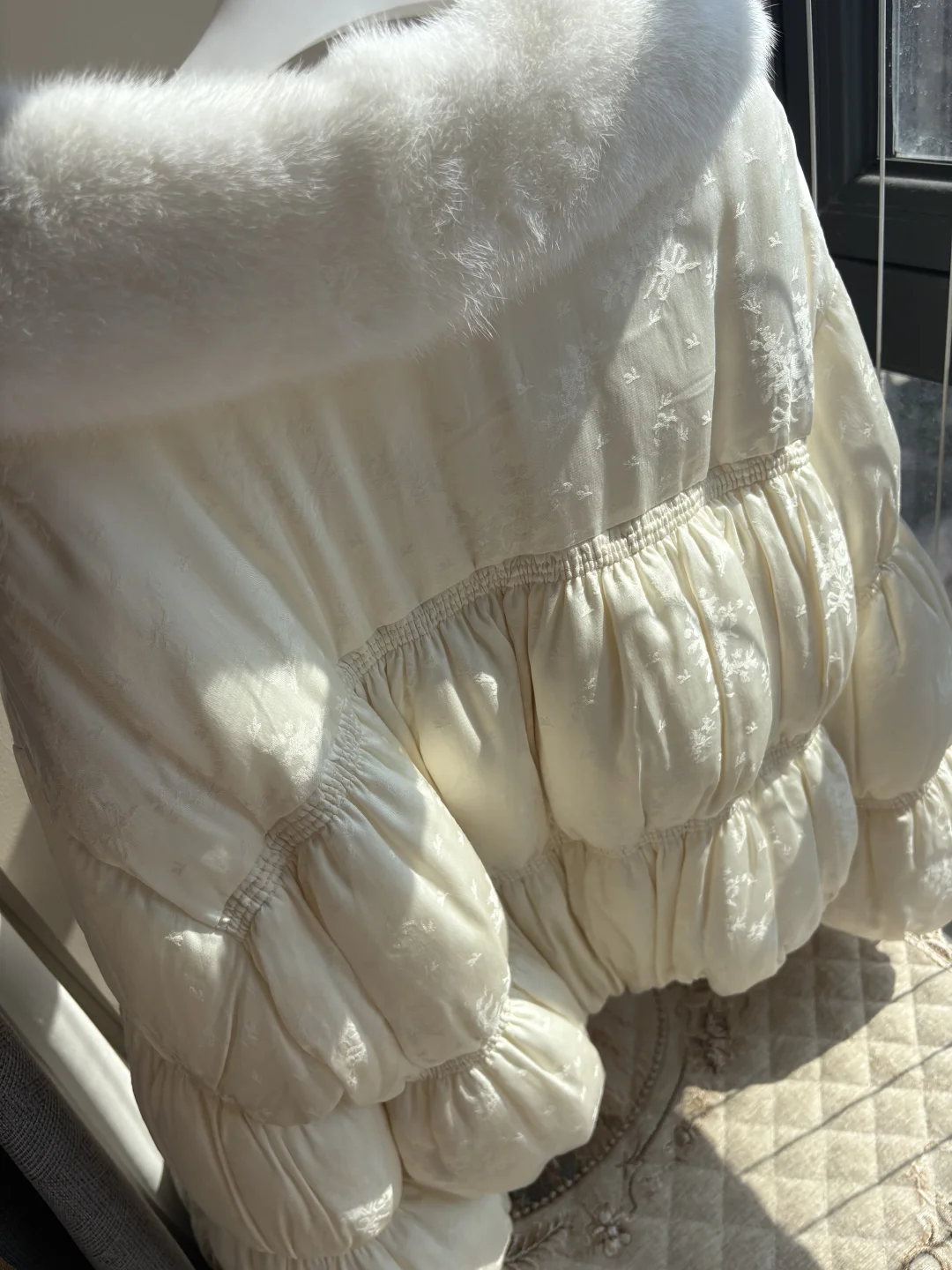 ➗除水貂领桑蚕丝鹅绒服