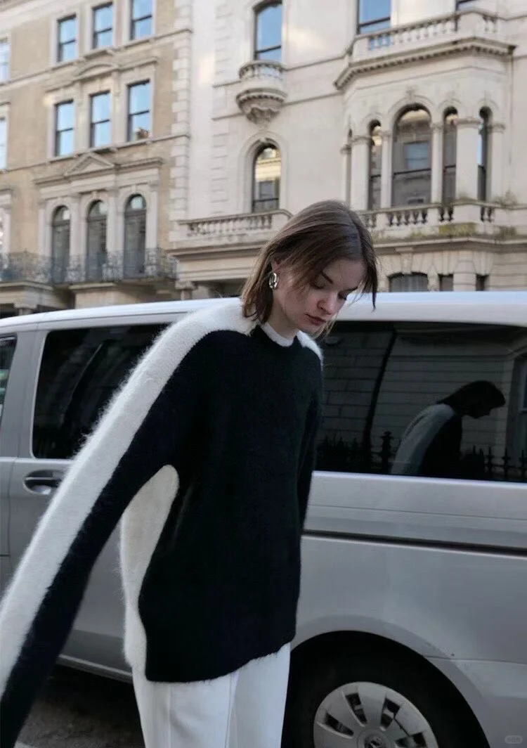 25秋冬新款现货 |RA重磅羊驼绒拼色毛衣针织