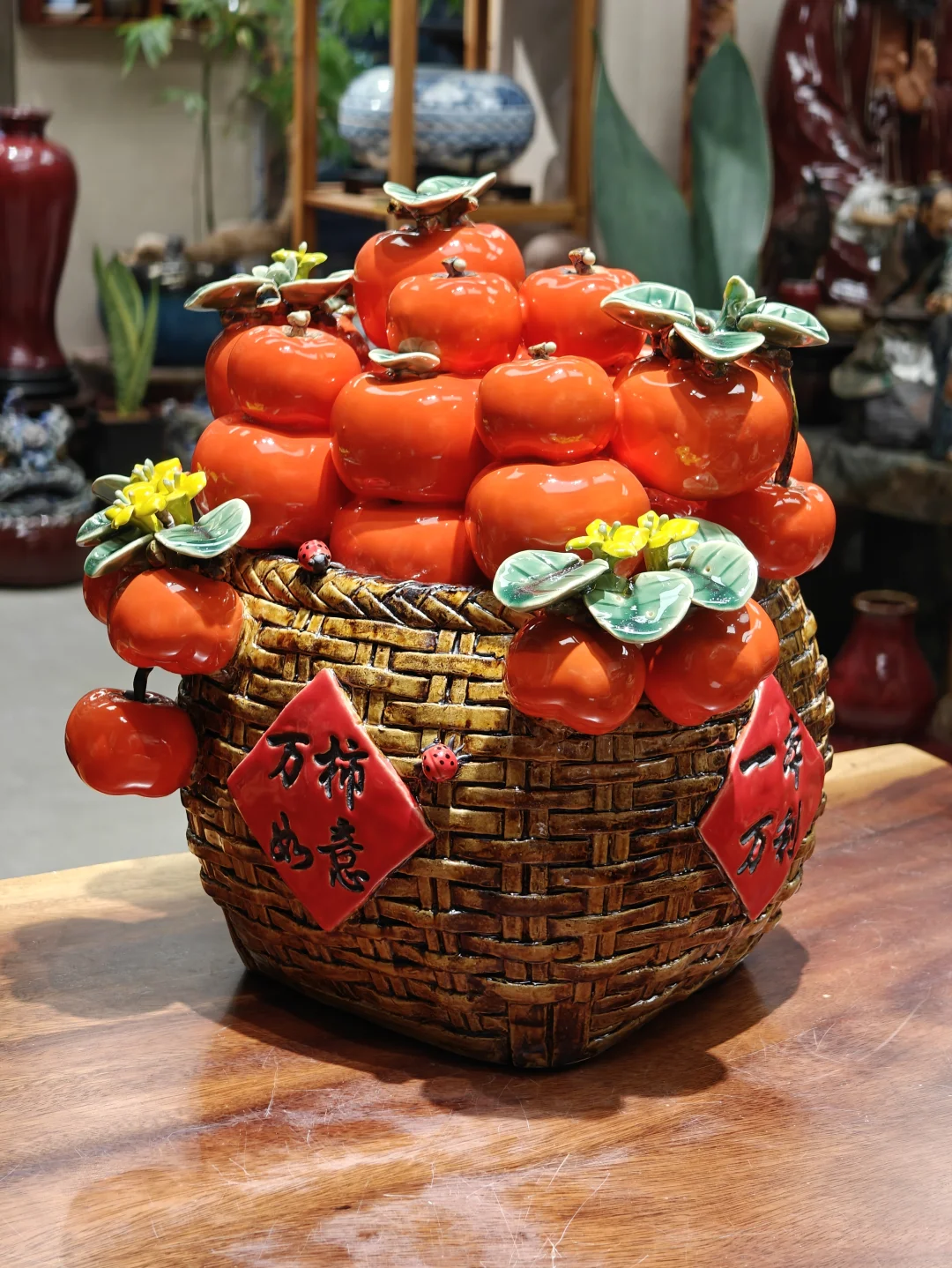 《万柿如意》石湾名师柿子题材作品!全陶瓷