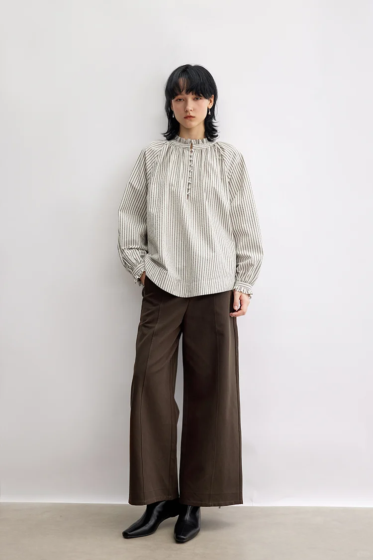 小A版型 立体分割斜插袋直筒休闲裤