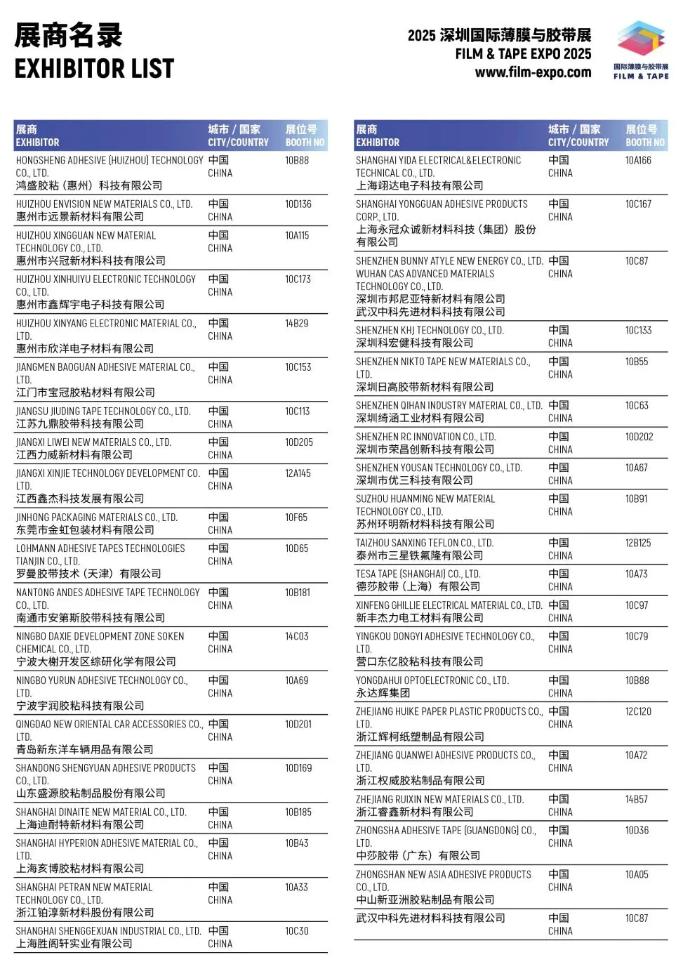 2025深圳薄膜与胶带展,展商名单+门票
