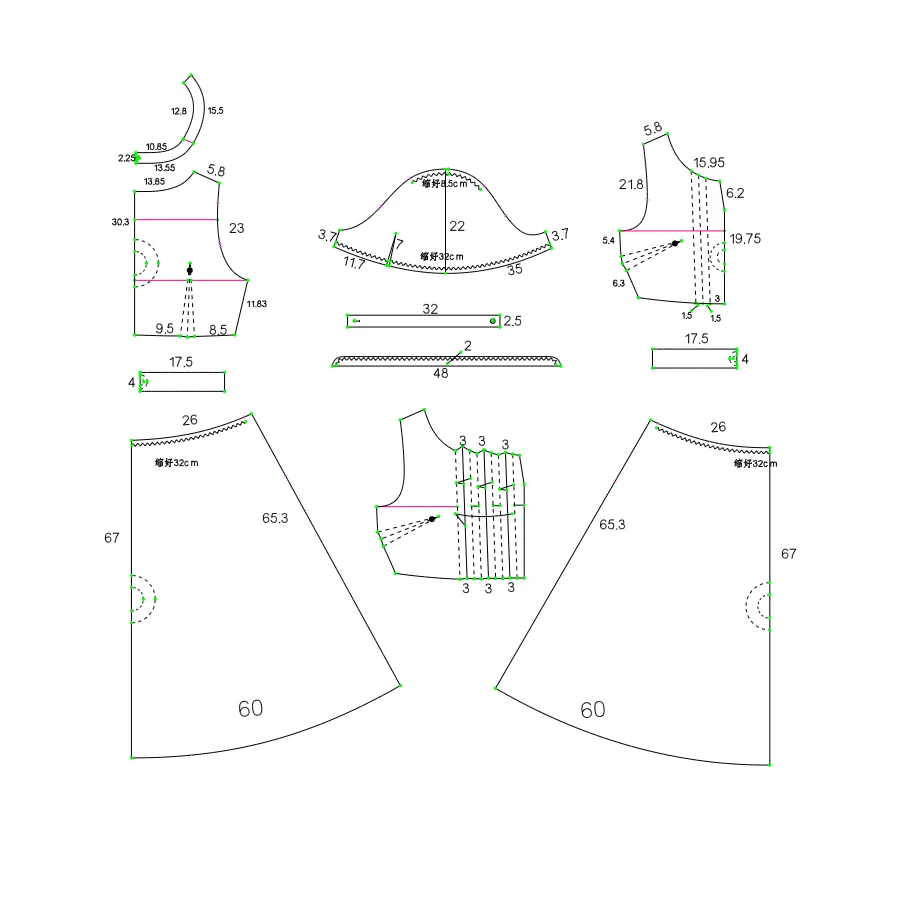 雪纺显瘦显高气质收腰连衣裙制版剪切图