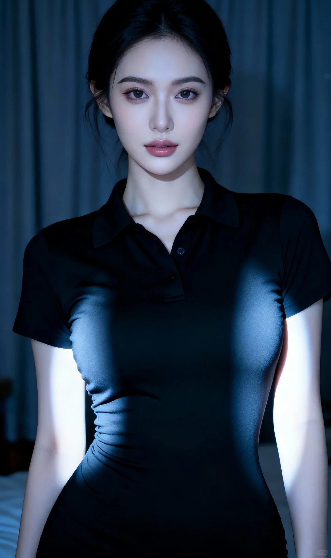 黑色Polo裙的冷艳高级感，在家拍大片的秘密