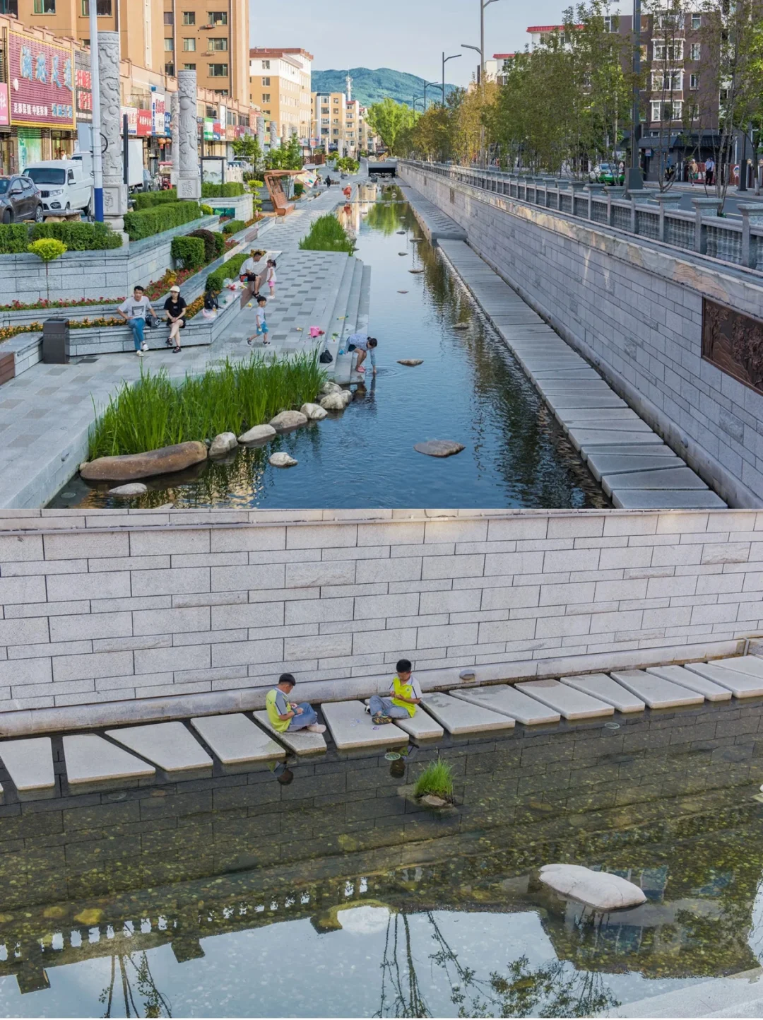 排洪渠更新为城市秀场！吉林通化乌拉草沟河