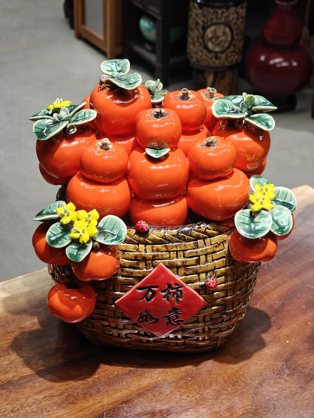 《万柿如意》石湾名师柿子题材作品!全陶瓷