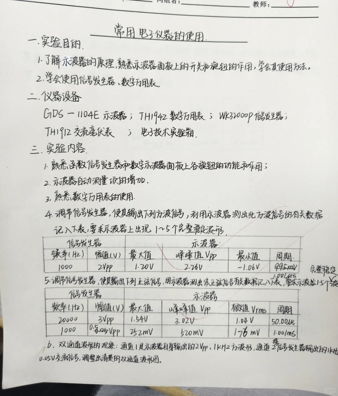 电工电子实验:常用电子仪器的使用