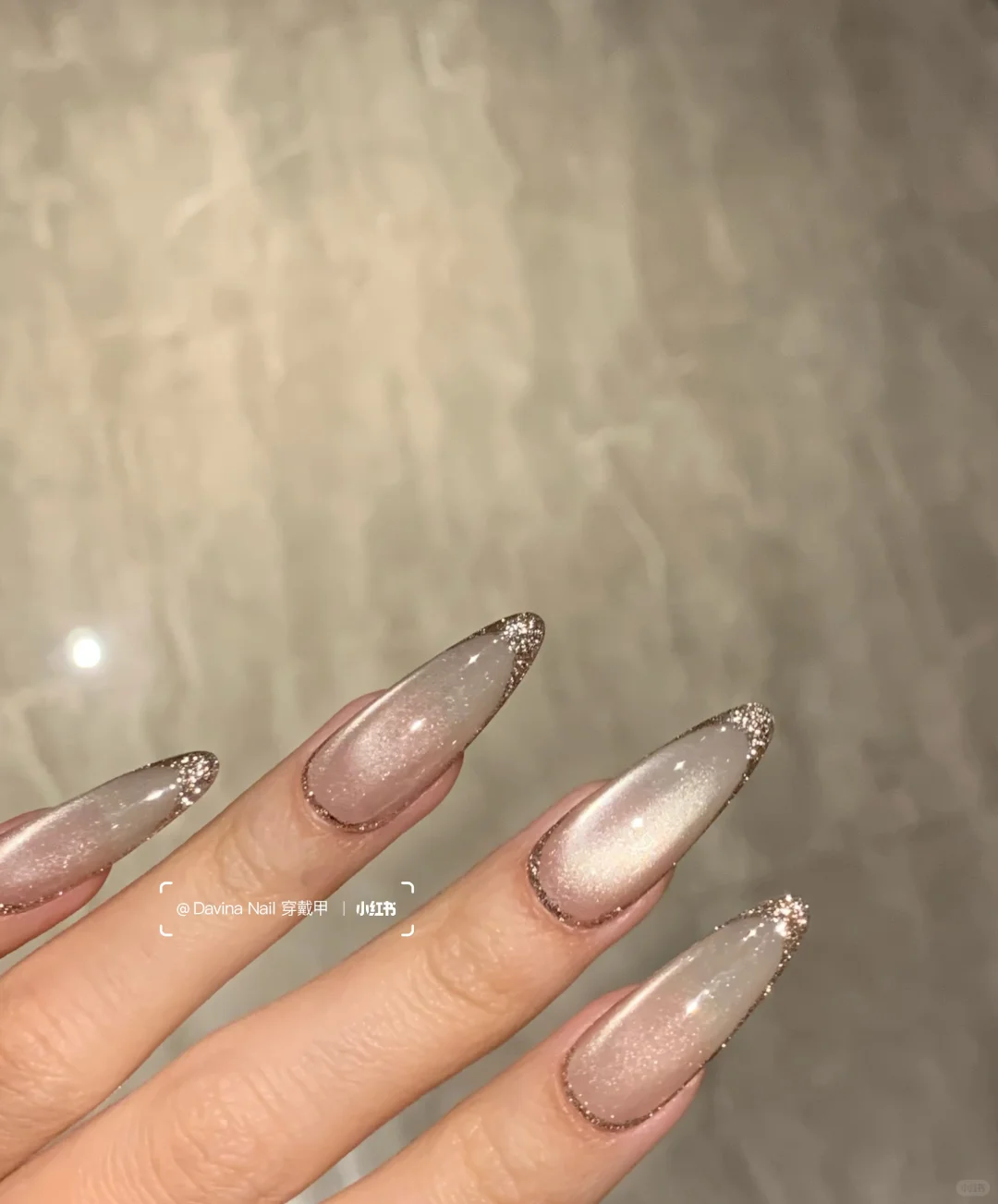 玻璃珠猫眼+玫瑰金