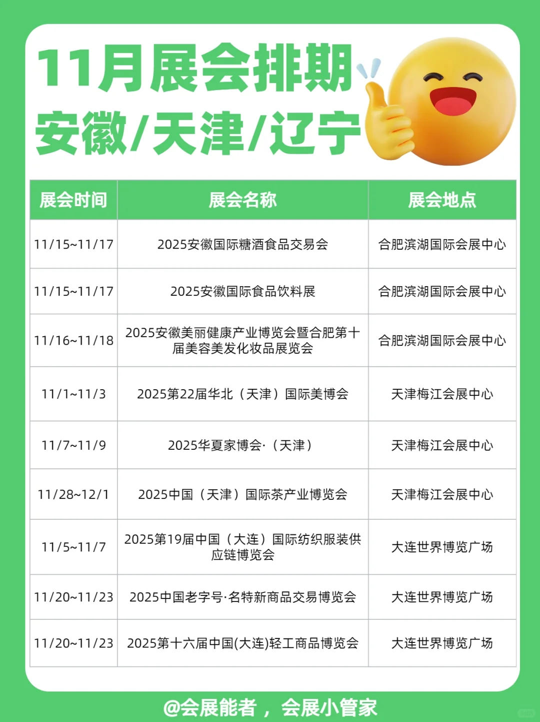 11月安徽/天津/辽宁展会排期，精彩抢先看！