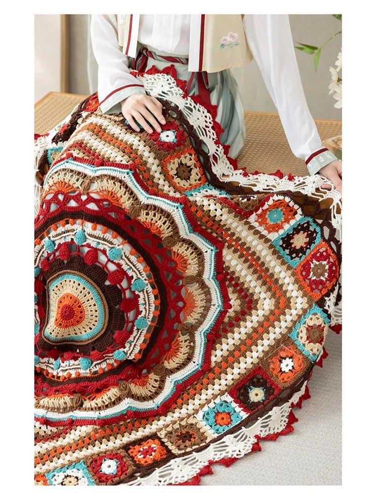 ?钩针风韵~宝莲帷幔拼花毯图解分享~