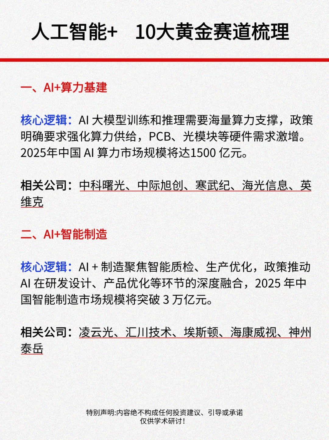 人工智能+，10大黄金赛道概念股梳理!