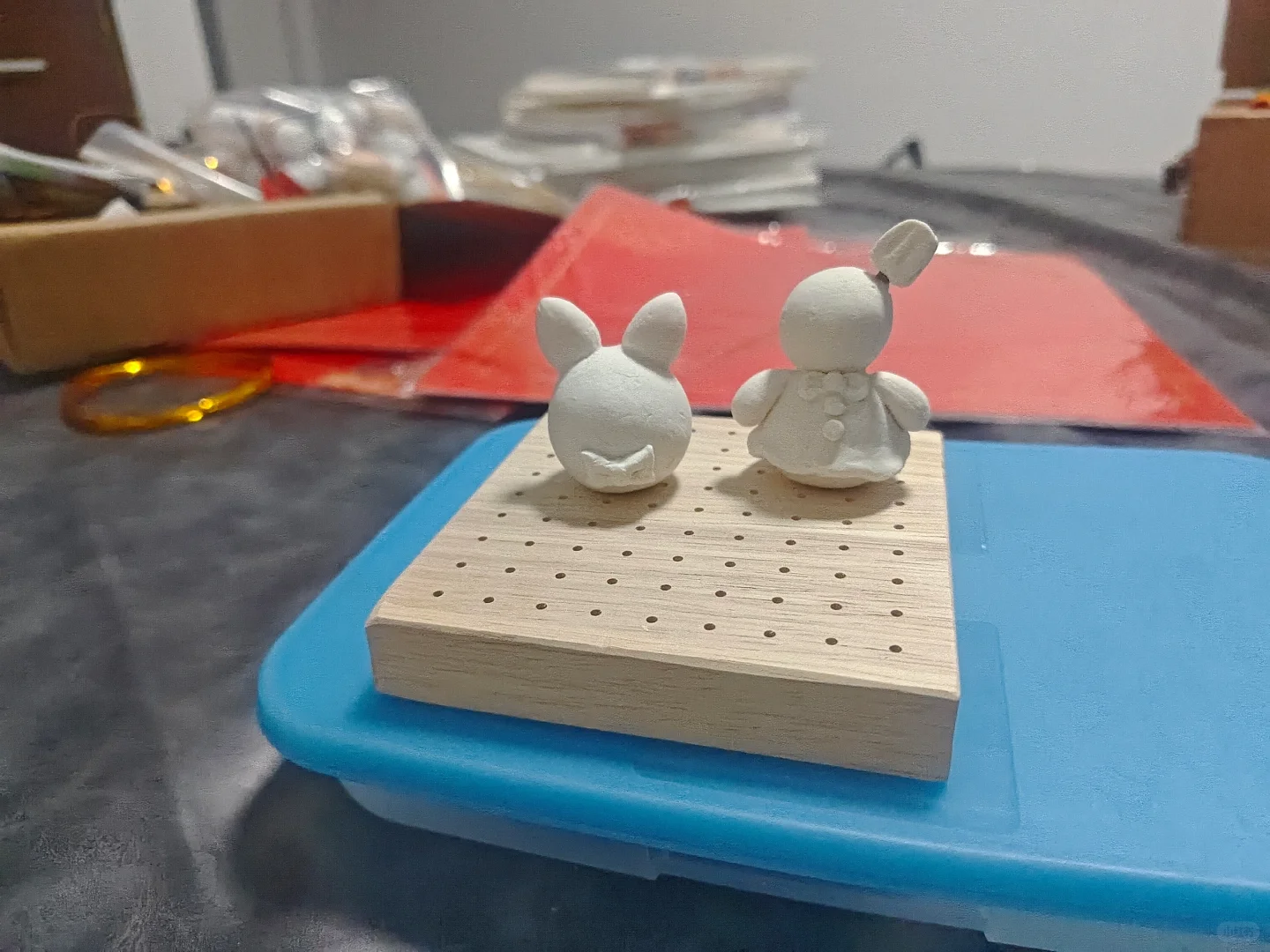 第一次用粘土捏了四个小可爱