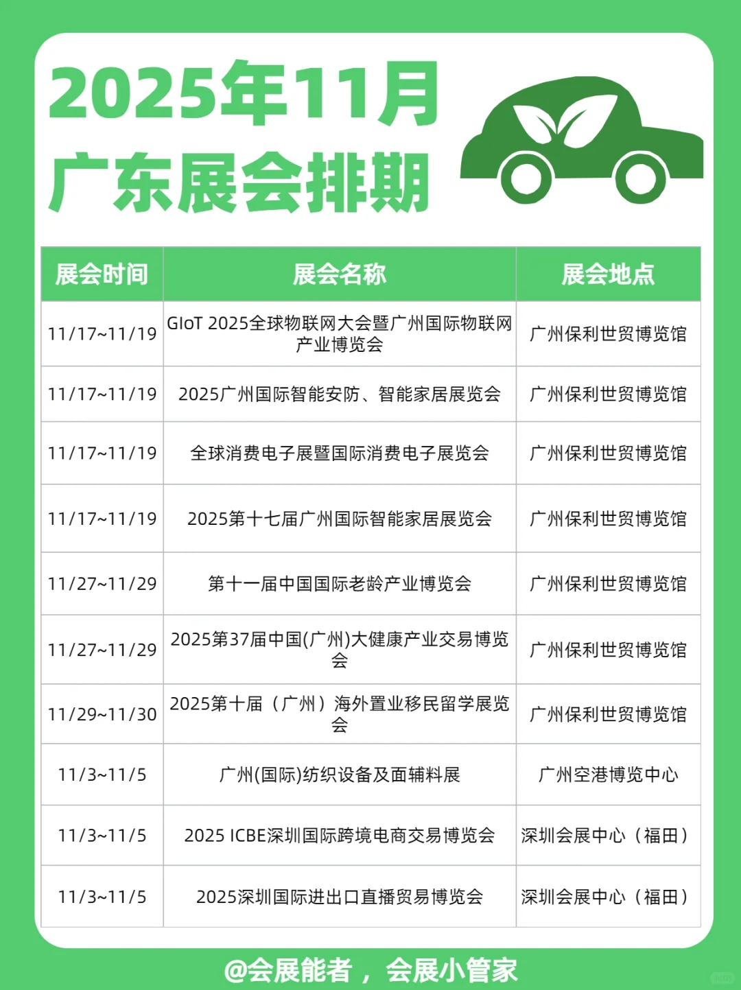 11月广东展会排期，精彩抢先看！