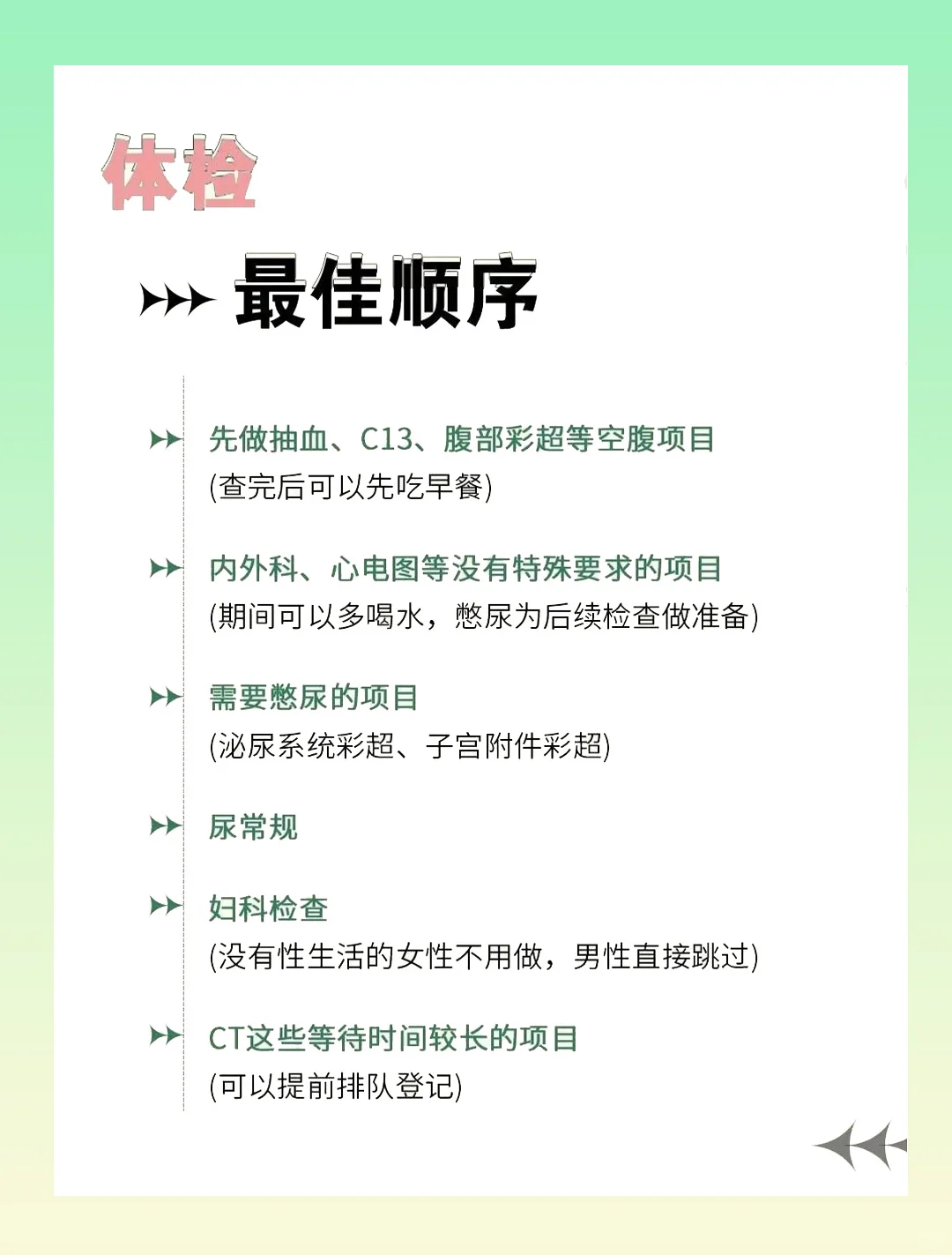 体检的最佳顺序 拒绝无效体检