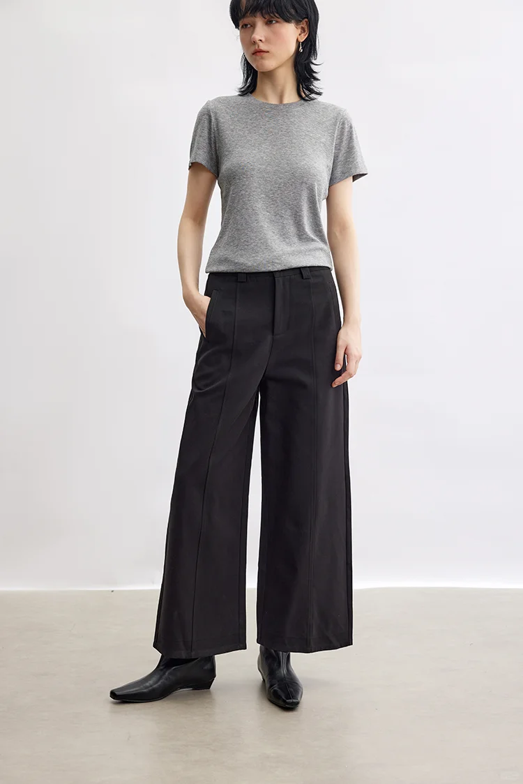 小A版型 立体分割斜插袋直筒休闲裤