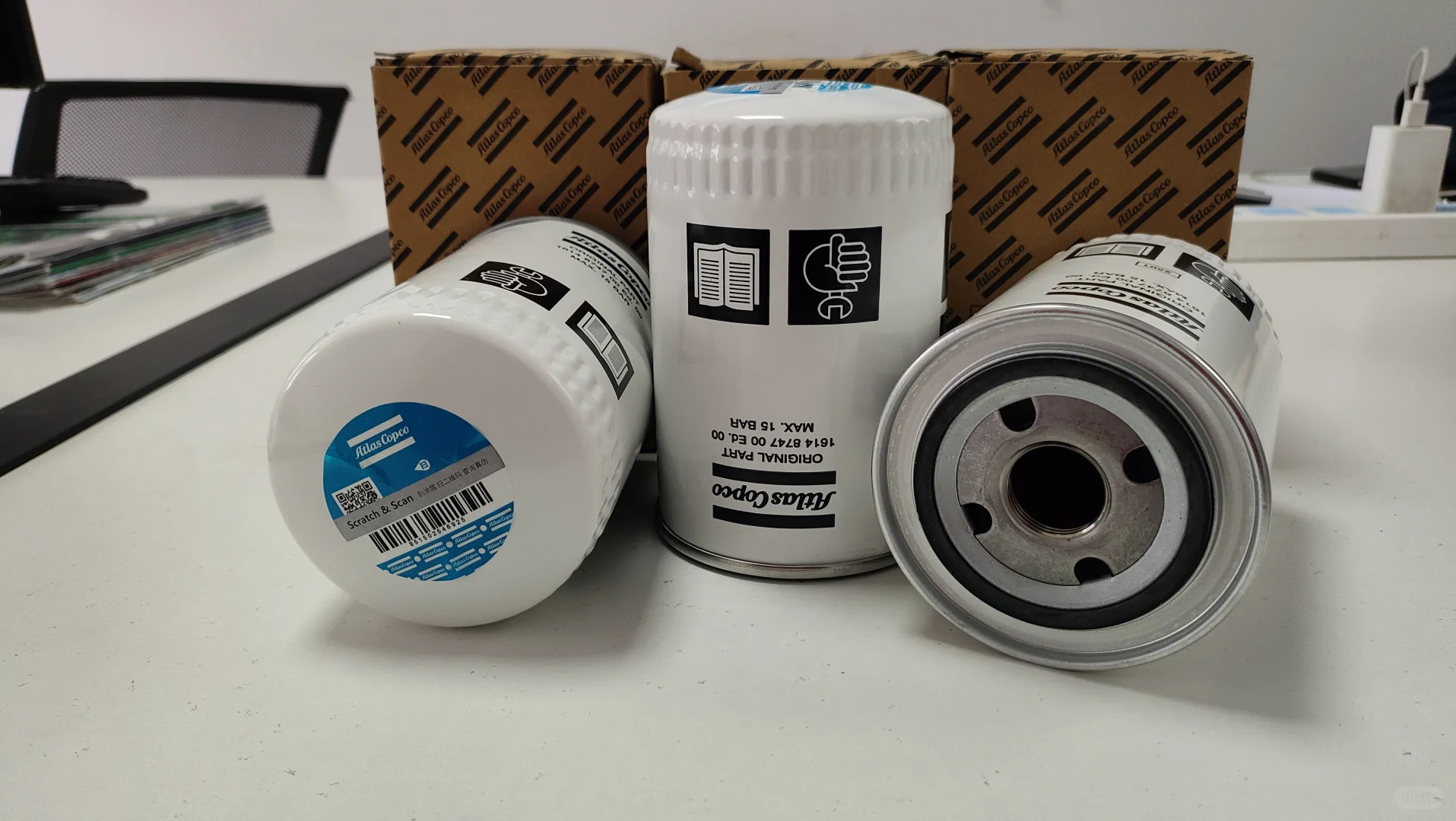 换了这款油滤，空压机噪音小了