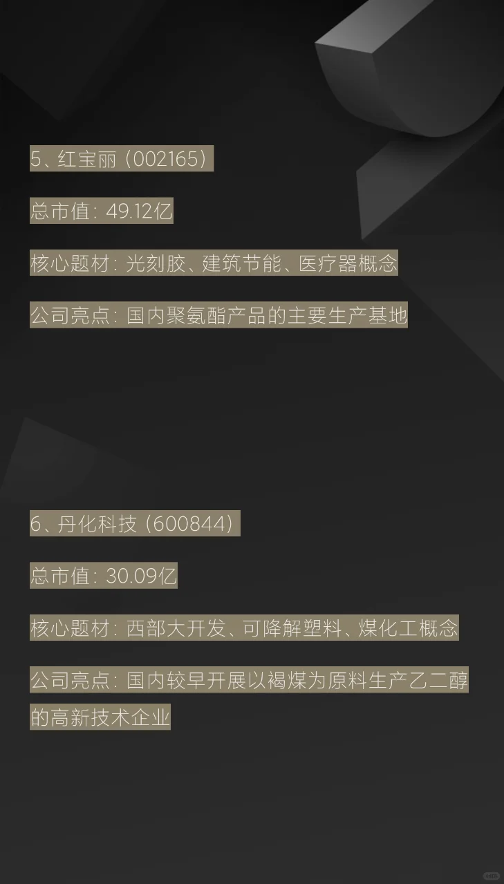 2025化工王者归来8只黑马