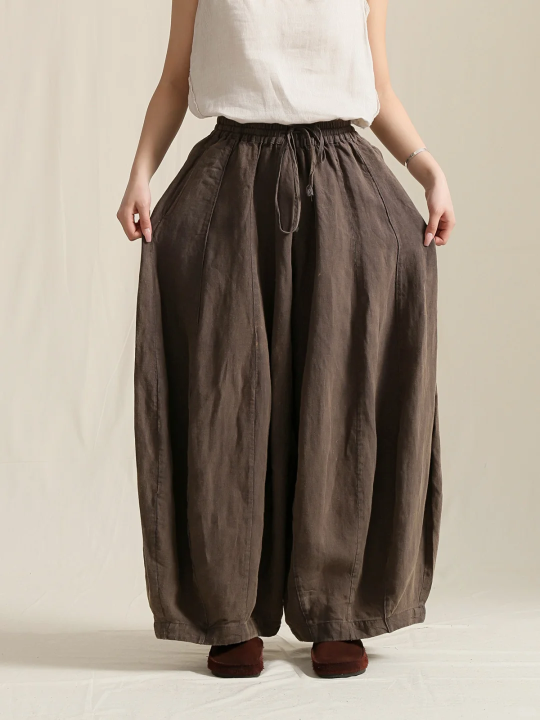 亚麻灯笼裤 ，舒适透气