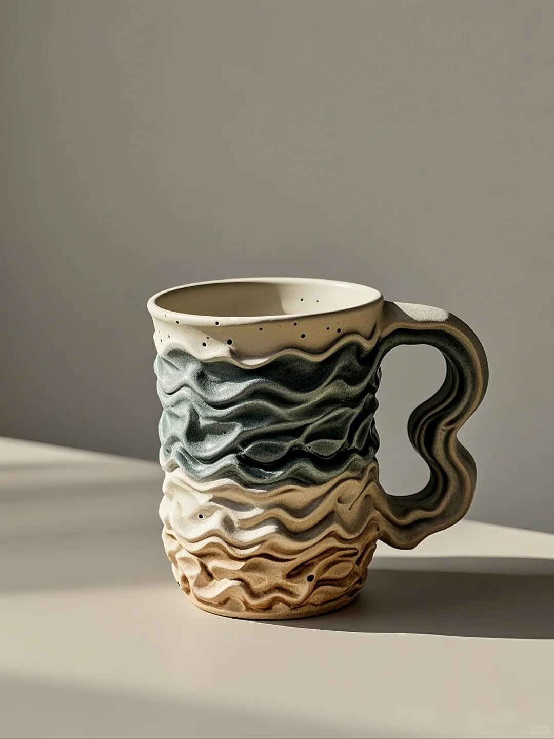 哑光粗陶的治愈力量，每天摸鱼都在杯子肌理