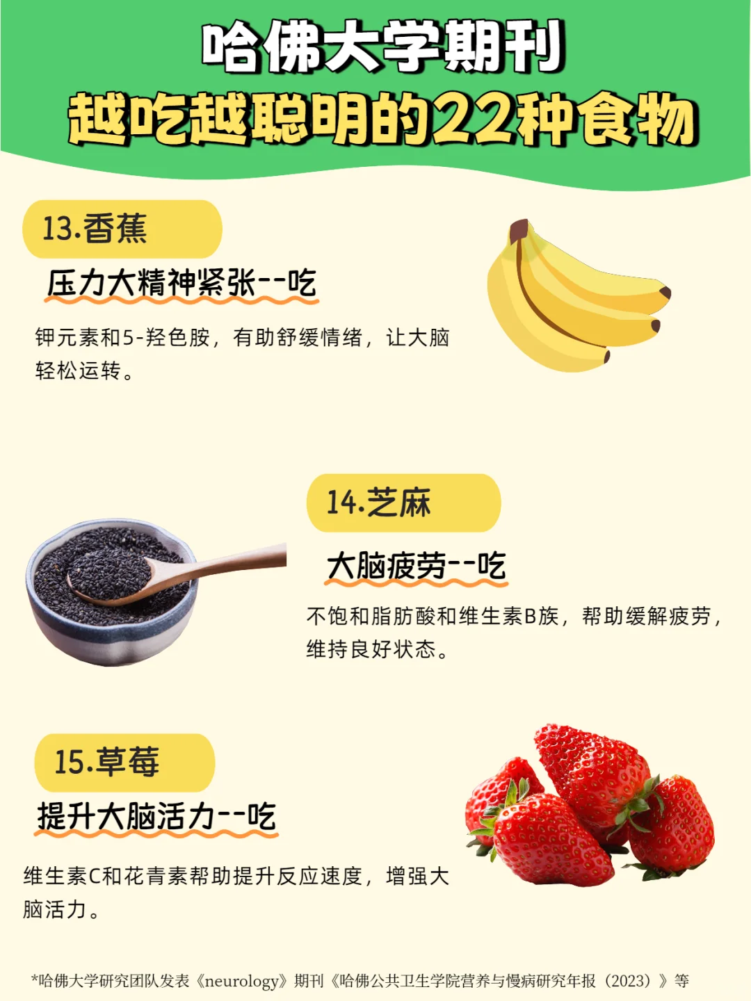 22种“最强大脑”食物！备考用脑必看❗️