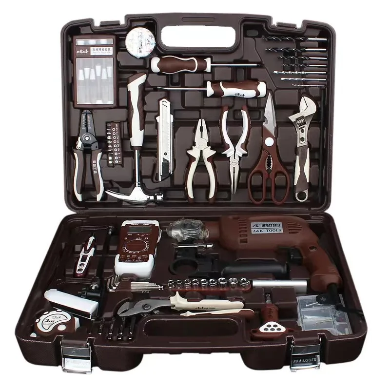 家用五金工具箱套装锂电钻工具家庭维修工具