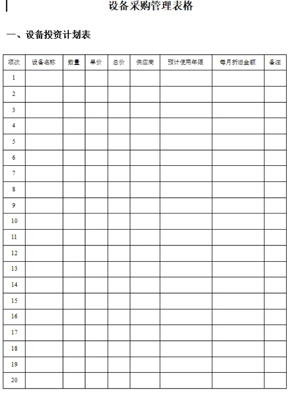 设备采购管理表格‼️超全的流程表格✅