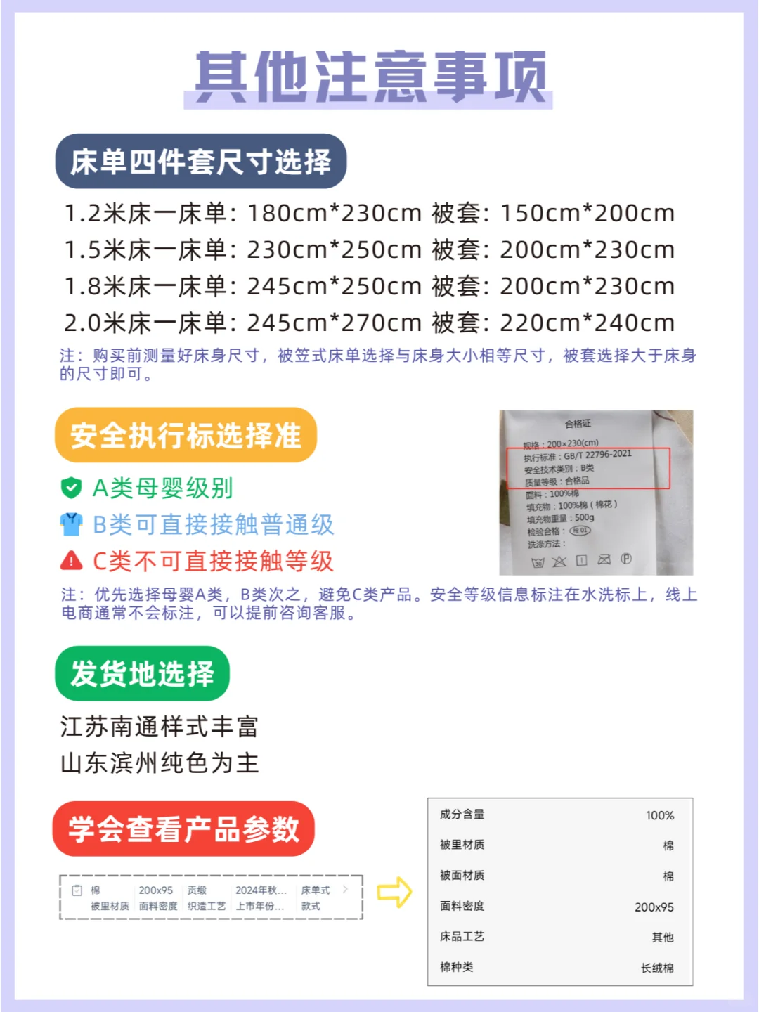 四件套不知道怎么选？学会看这类参数就够了